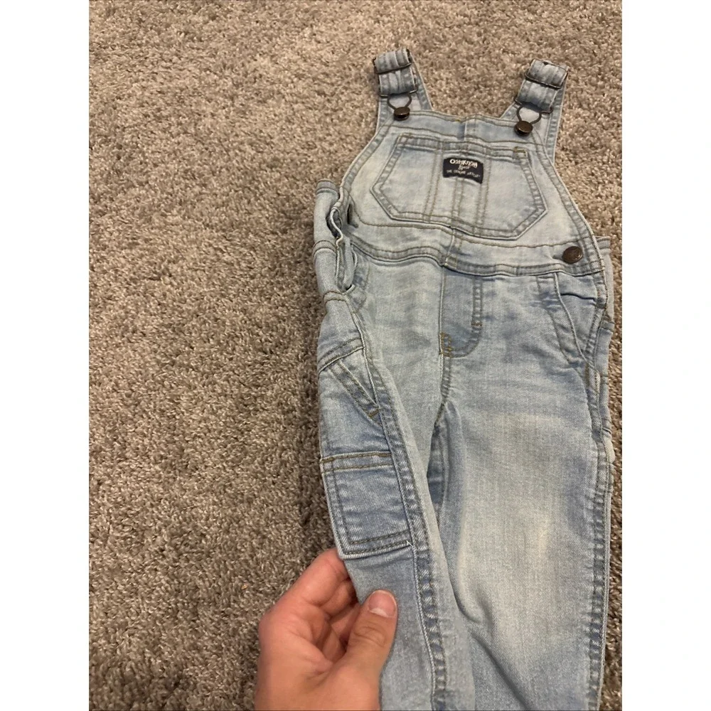 Y2K Oshkosh Bgosh Overalls Denim Baby 9M Light Wash Blue Vestbak Carpenter Month